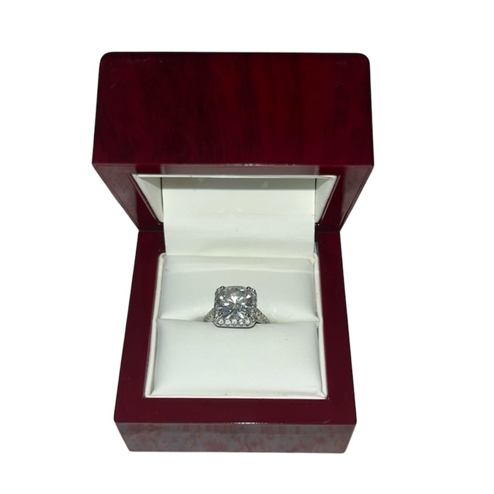 18K White Gold, 5 Carat Brilliant Cut Moissanite Ring
